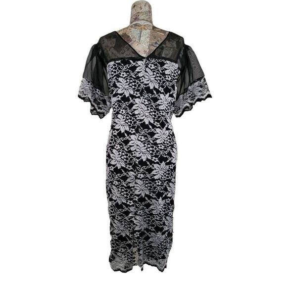 Handmade Black & White Embroidered Sheer Lacey Dress Plus Size - Picture 8 of 8
